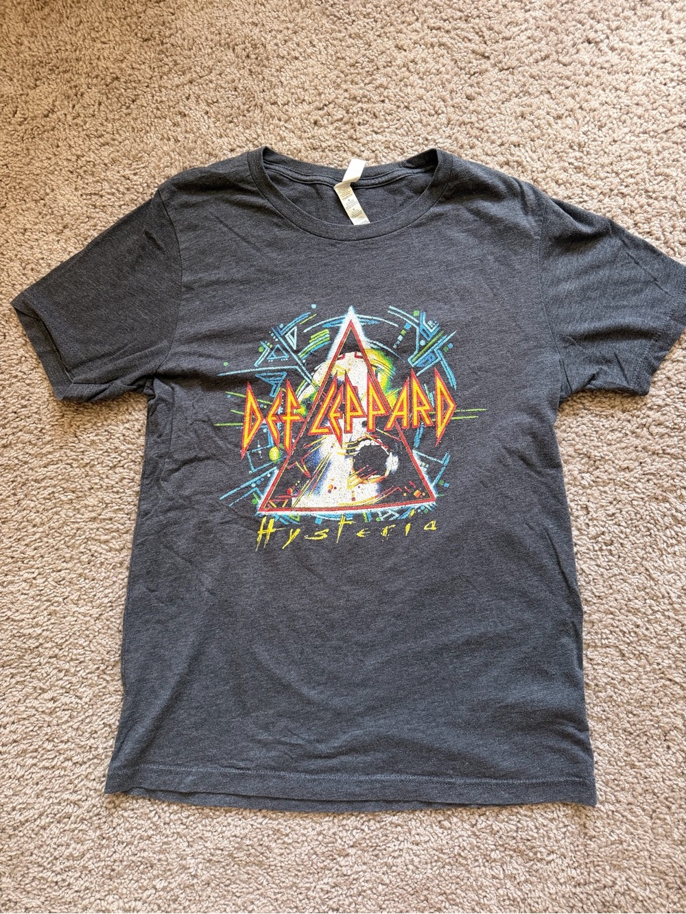 Def Leppard Hysteria Graphic Tee - Charcoal with Multicolor Print